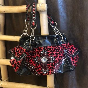 Red leopard purse